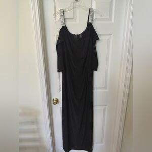 Elegant R&M Richards Dress with Jeweled Straps